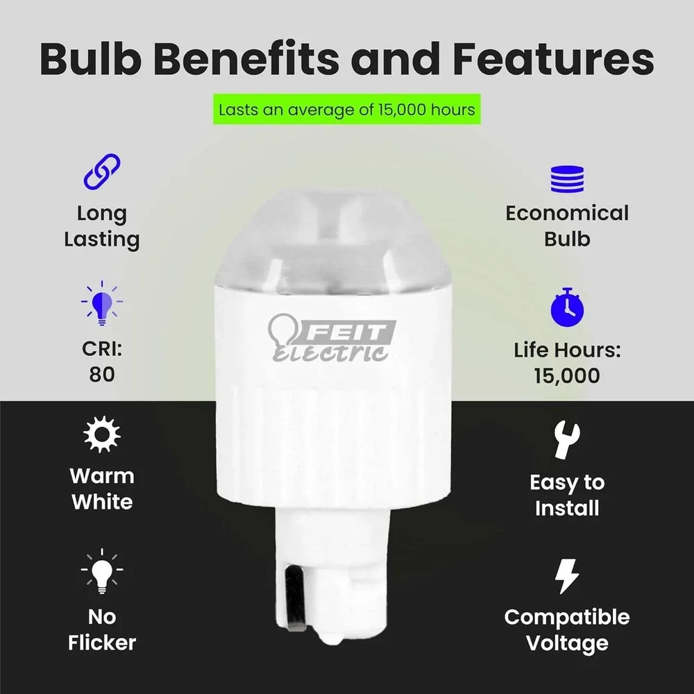 Feit Electric 2W LED Bulb with 20W Equivalent, Dimmable, Wedge Base Bulb, 12 Vo